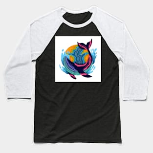 Colorful Whale Art Baseball T-Shirt